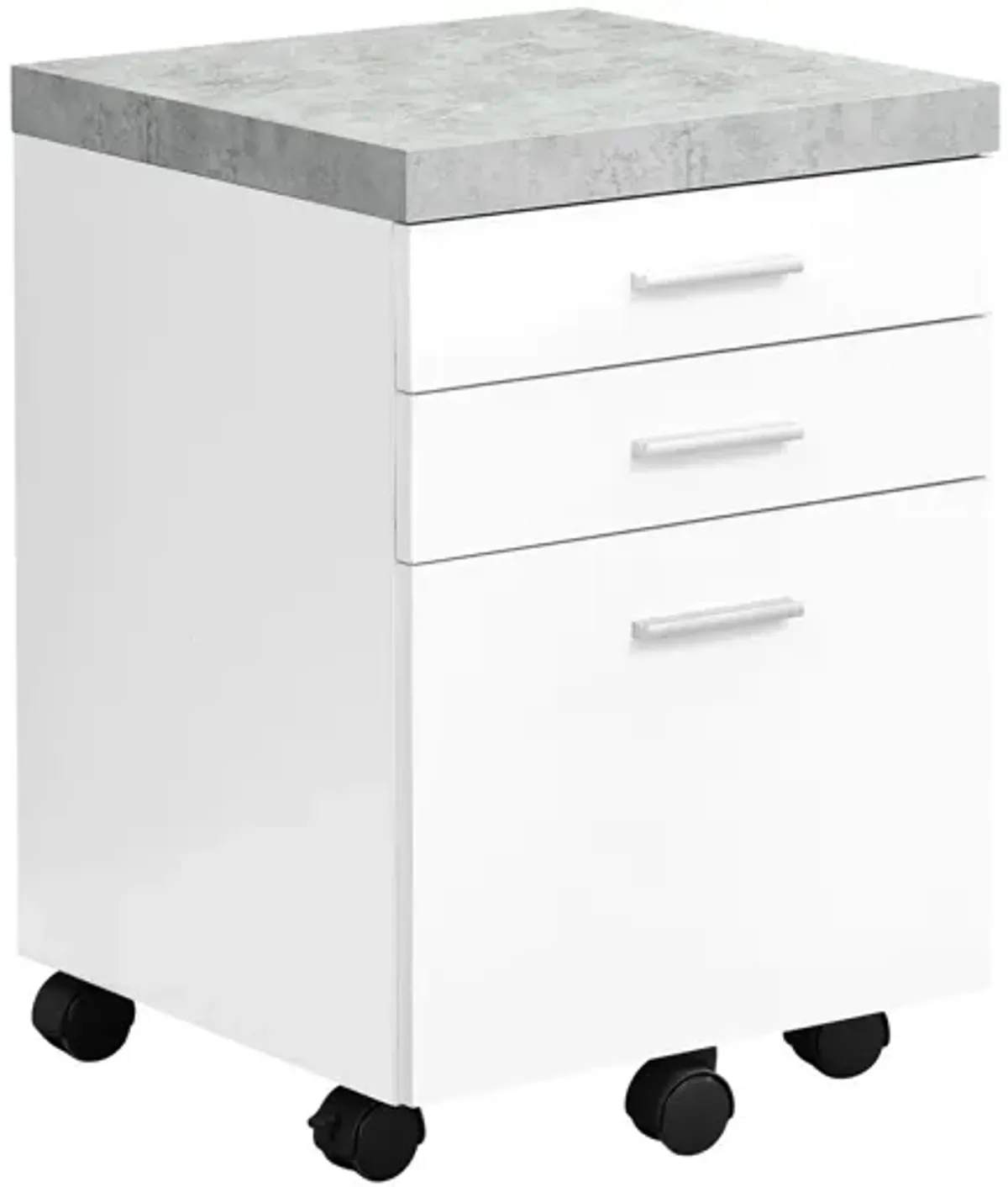 Baylis 3-Drawer White with Faux Cement Top Filing Cabinet