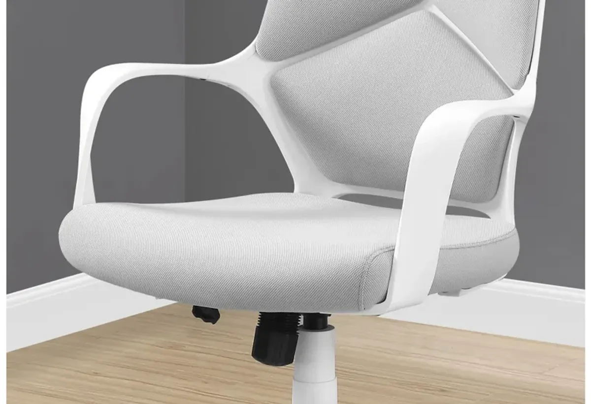 Office Chair - White / Grey Fabric / High Back Executive