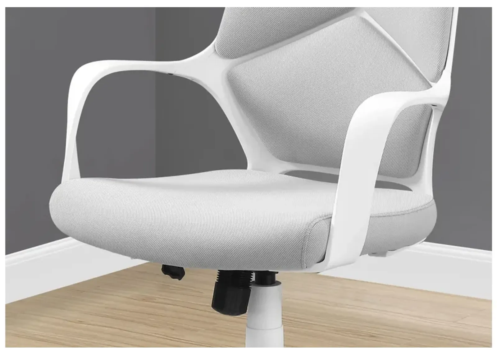 Office Chair - White / Grey Fabric / High Back Executive