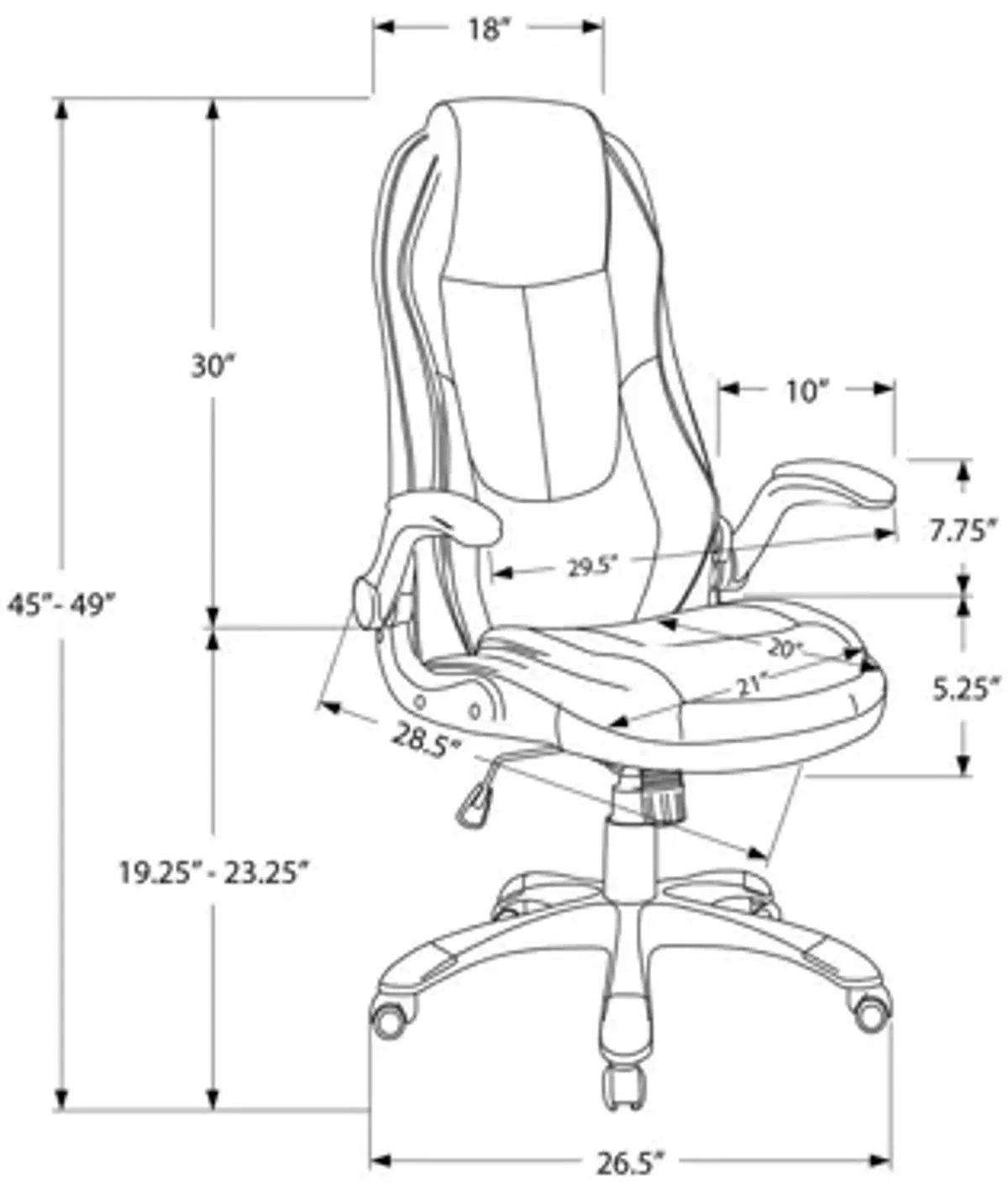 Office Chair - Black Leather-Look / High Back Executive