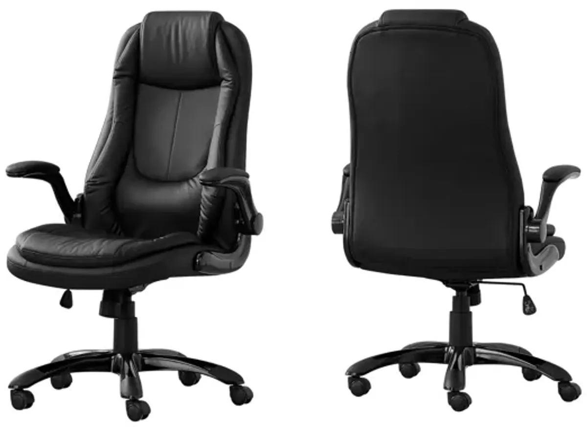 Office Chair - Black Leather-Look / High Back Executive