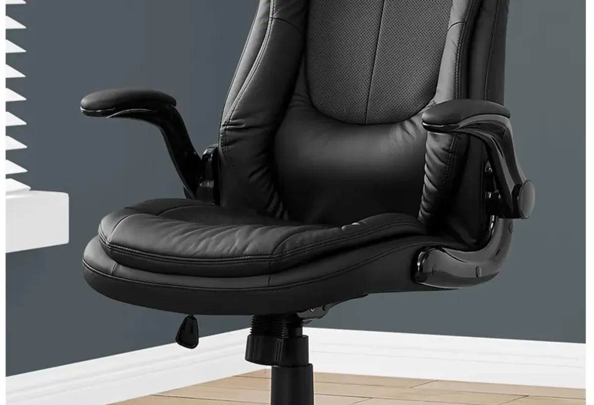 Office Chair - Black Leather-Look / High Back Executive