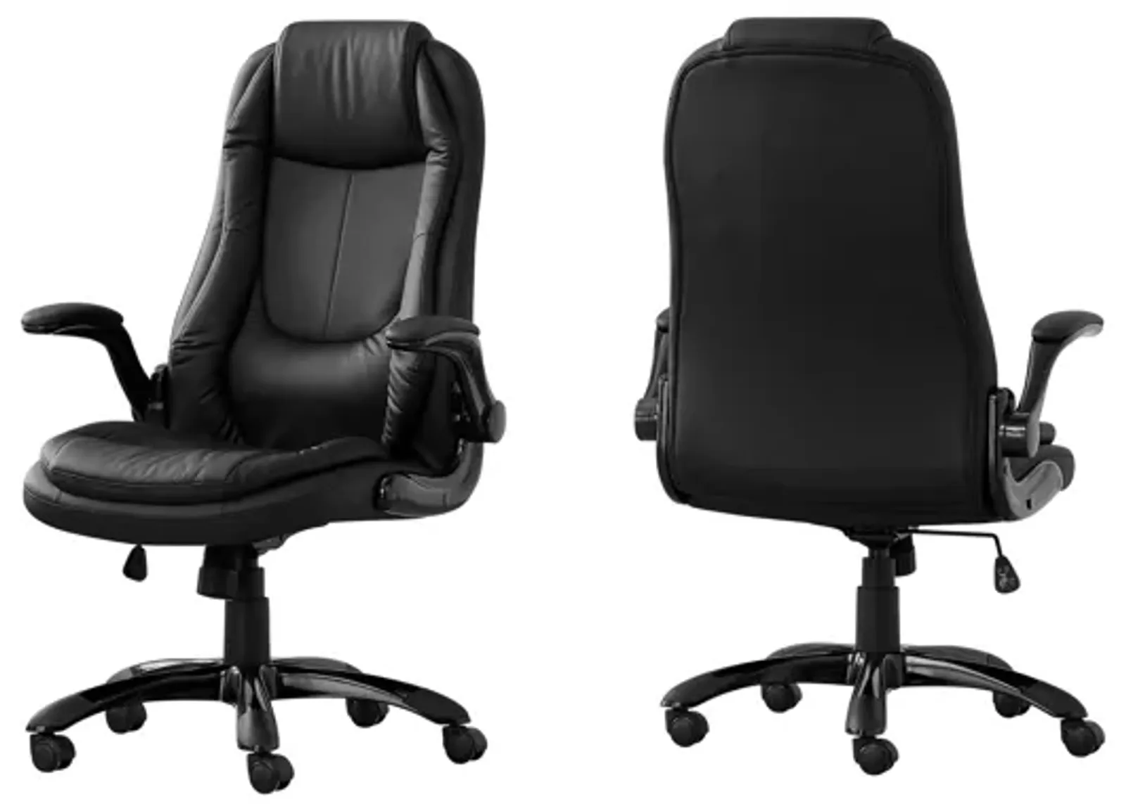 Office Chair - Black Leather-Look / High Back Executive