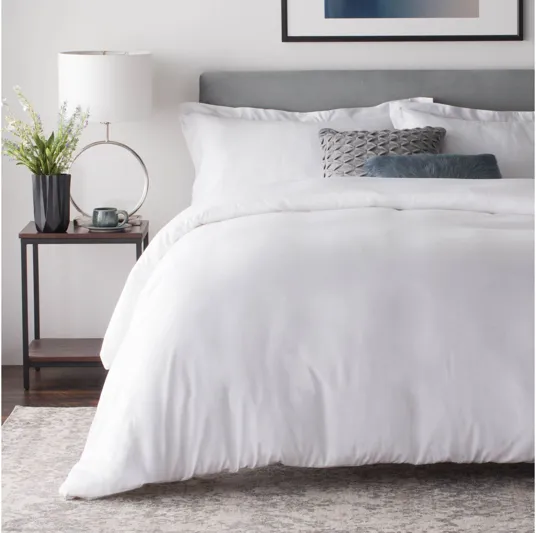 Rayon From Bamboo Duvet Set Queen White