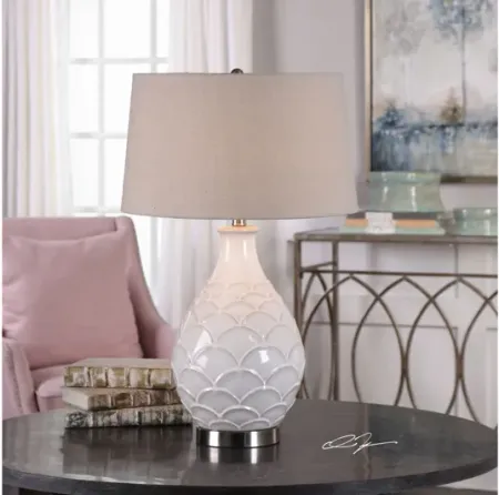 Camellia Glossed White Table Lamp