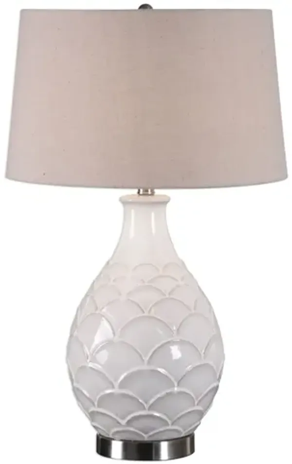 Camellia Glossed White Table Lamp