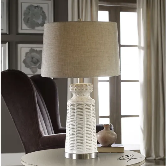 Kansa Distressed White Table Lamp