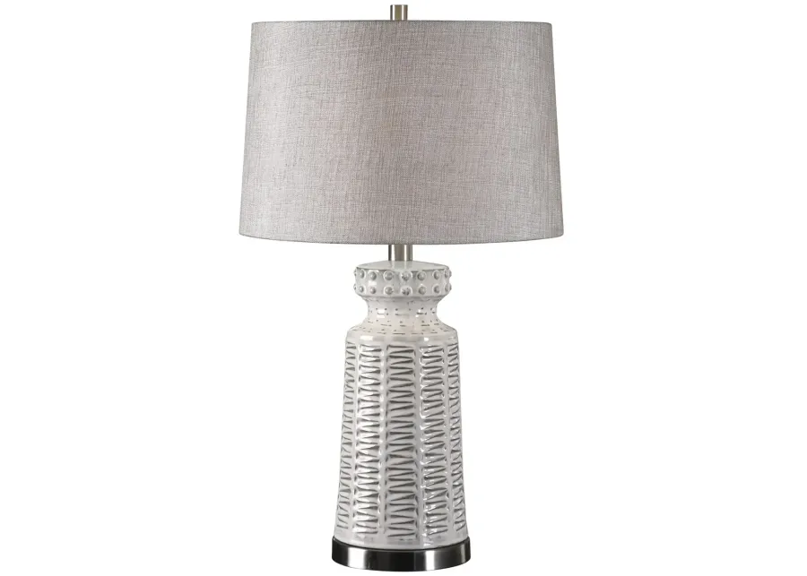 Kansa Distressed White Table Lamp