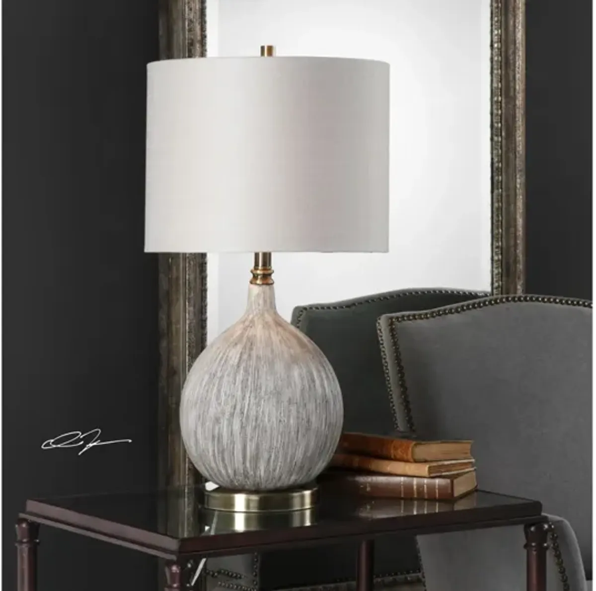 Hedera Textured Ivory Table Lamp