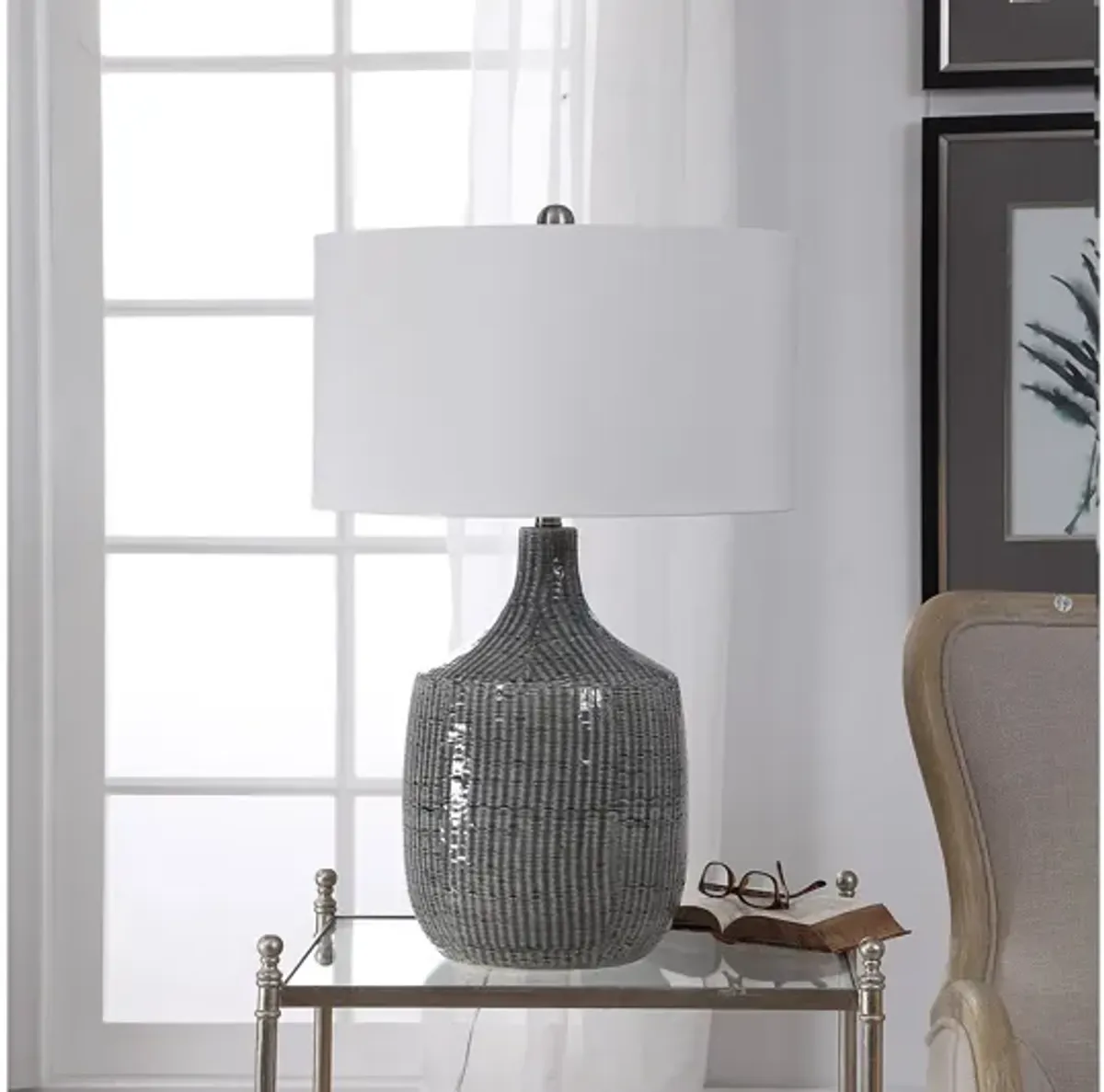 Felipe Distressed Gray Table Lamp