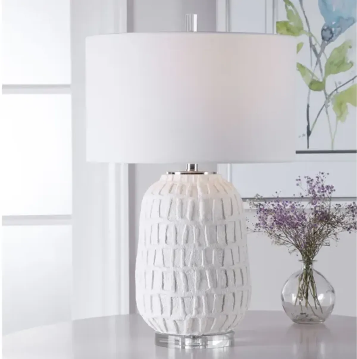 Caelina Textured White Table Lamp