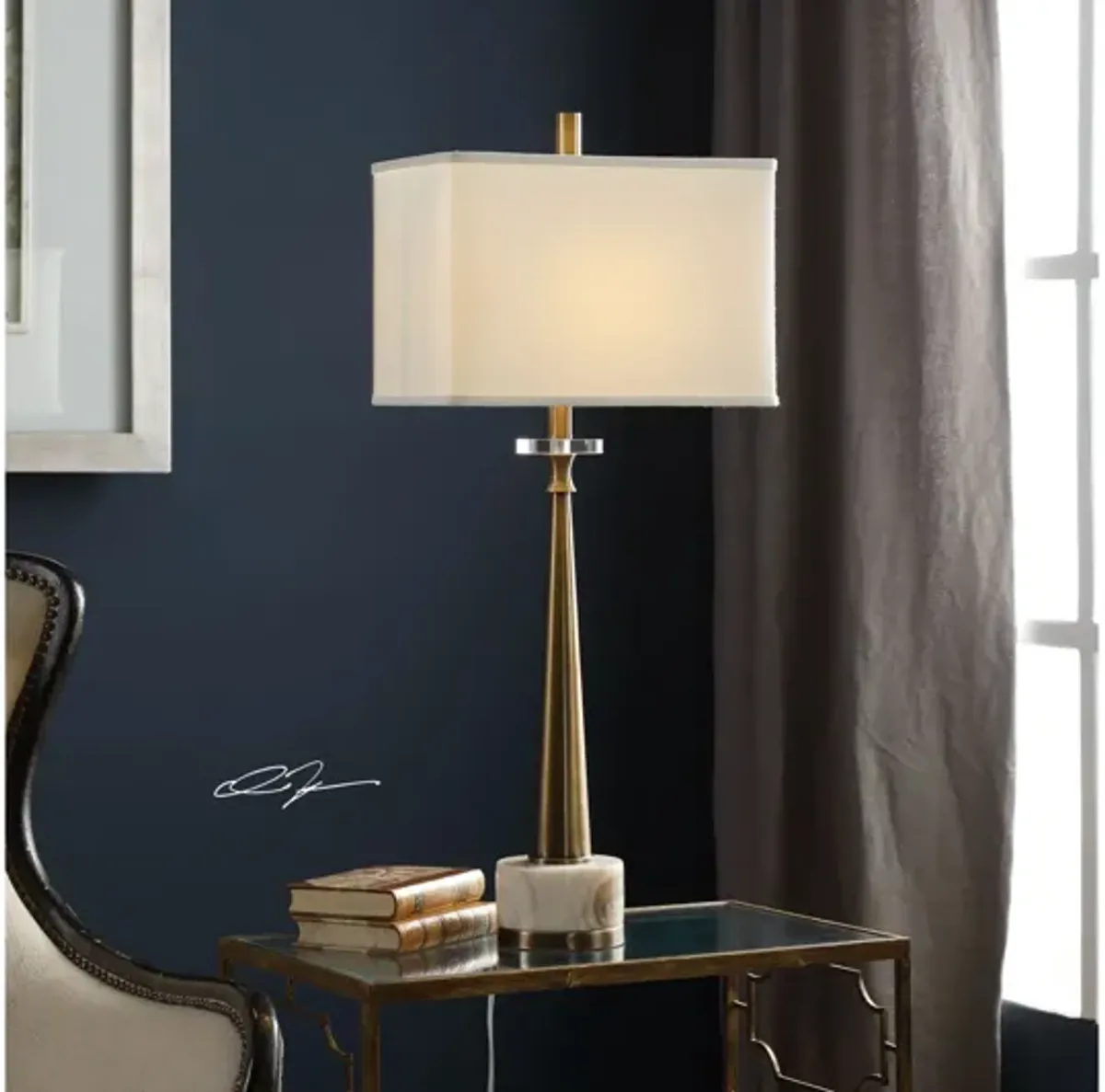 Verner Tapered Brass Table Lamp