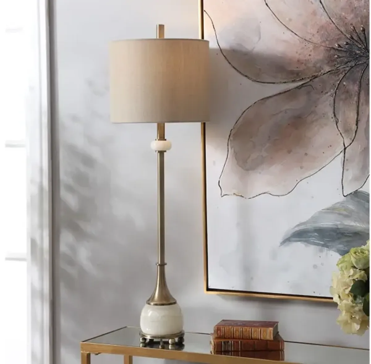 Natania Plated Brass Buffet Lamp