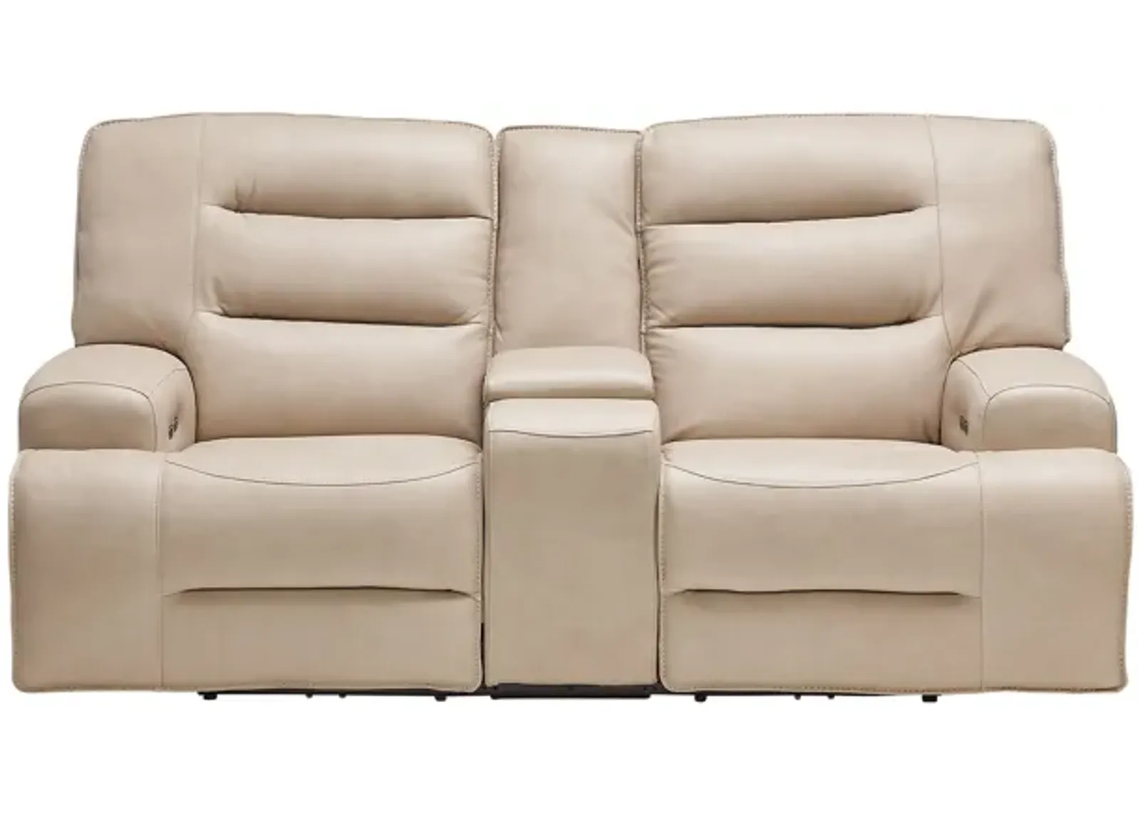 Porter Leather Dual Power Reclining Console Loveseat