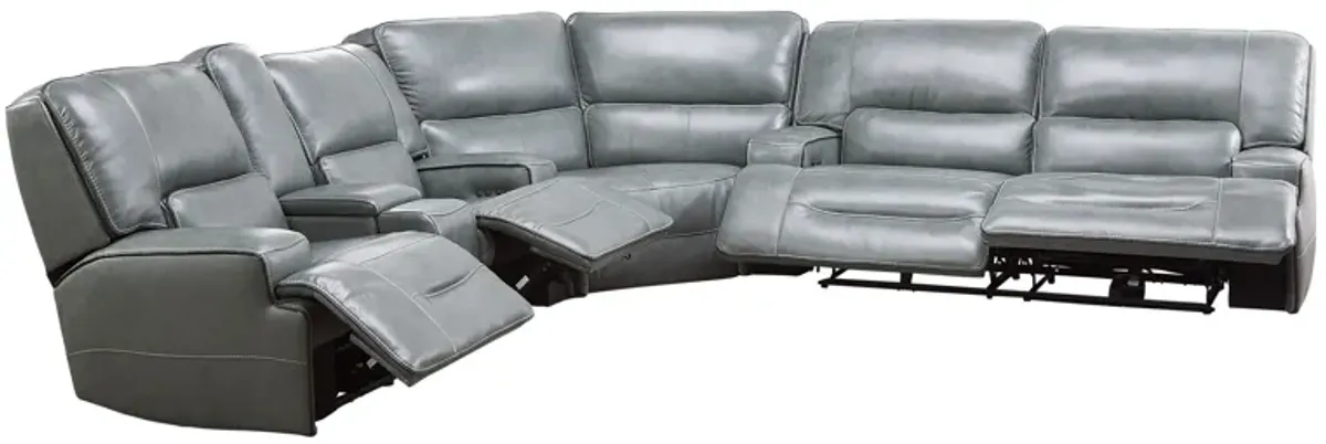 Lotus 3-Piece Leather Dual Power Reclining Sectional