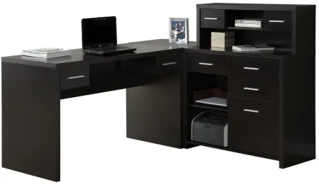 Aaron L-Shaped Computer Desk in Black/Brown