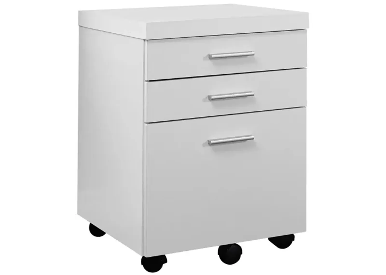 Filing Cabinet - 3 Drawer / White On Castors