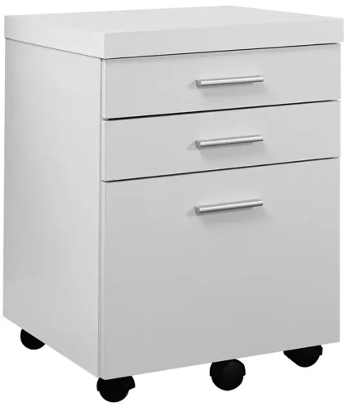 Filing Cabinet - 3 Drawer / White On Castors