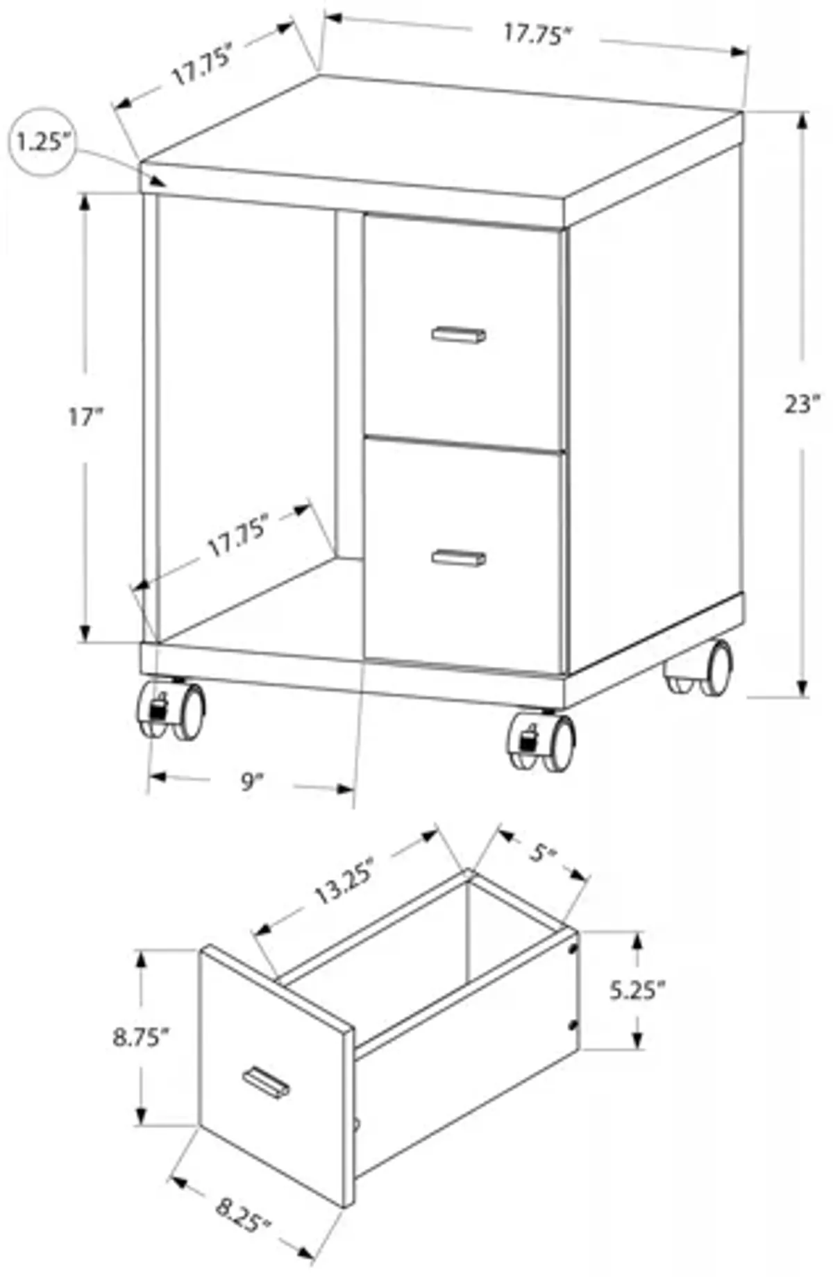 Belton White Office Cabinet with 2 Drawers