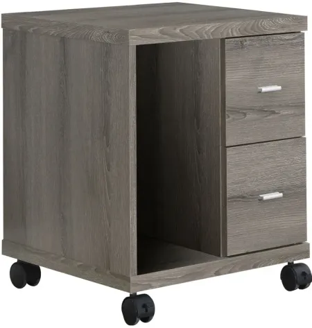 Office Cabinet - Dark Taupe With 2 Drawers On Castors
