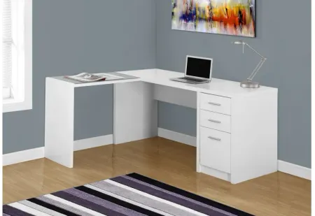 Debuel L-Shape White Computer Desk