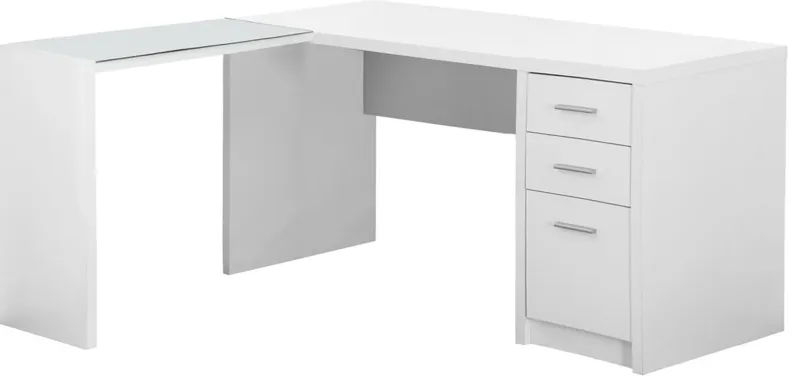 Debuel L-Shape White Computer Desk