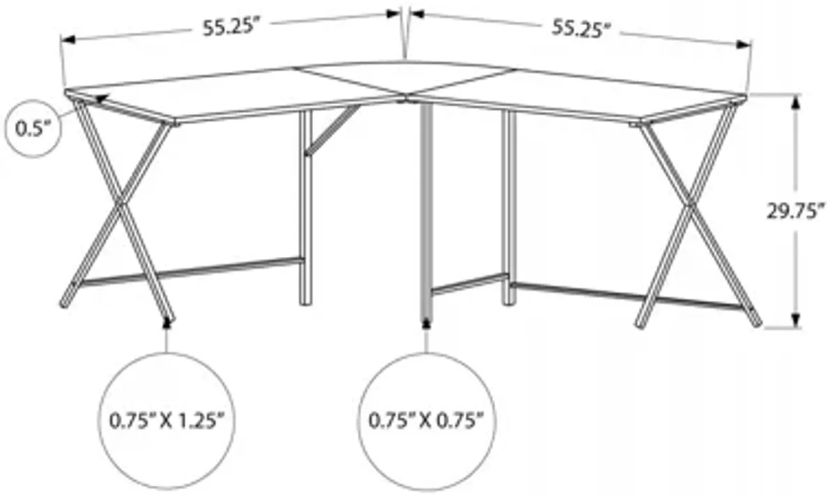 Hart 55" L-Shaped White Top Computer Desk