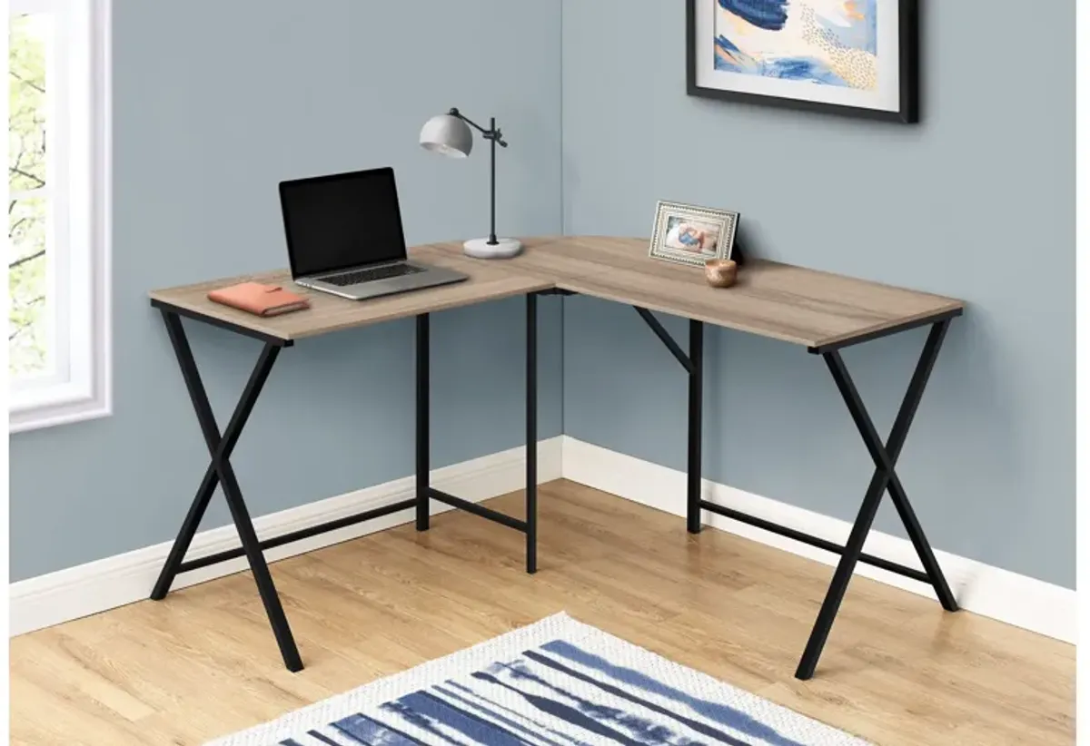 Hart 55" L-Shaped Taupe Top Computer Desk