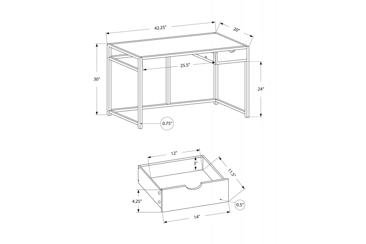 Kalsh 42" Grey Computer Desk