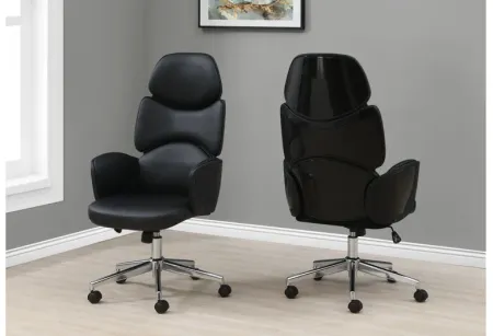 Black Leather-Look High Back Office Chair