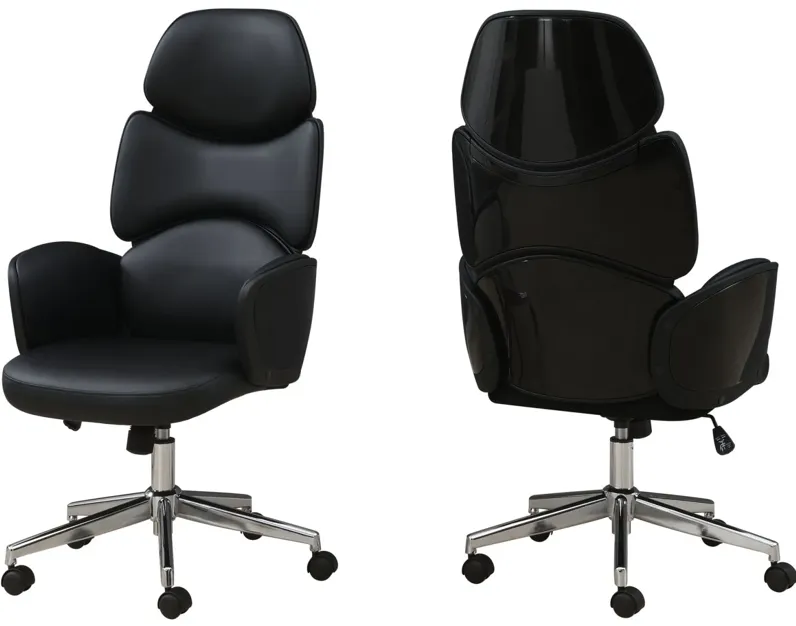 Black Leather-Look High Back Office Chair