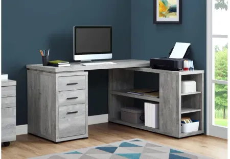 Grey Reclaimed Wood Corner Computer Desk