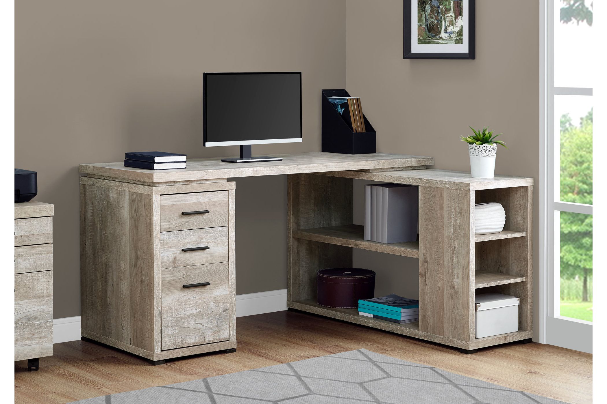 Regent LShaped Taupe Computer Desk