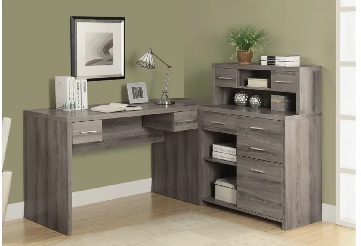 Dark Taupe Corner Computer Desk with Storage