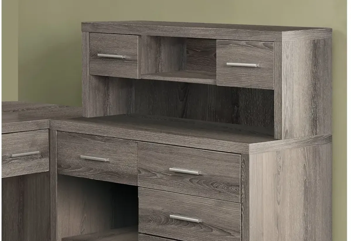 Dark Taupe Corner Computer Desk with Storage