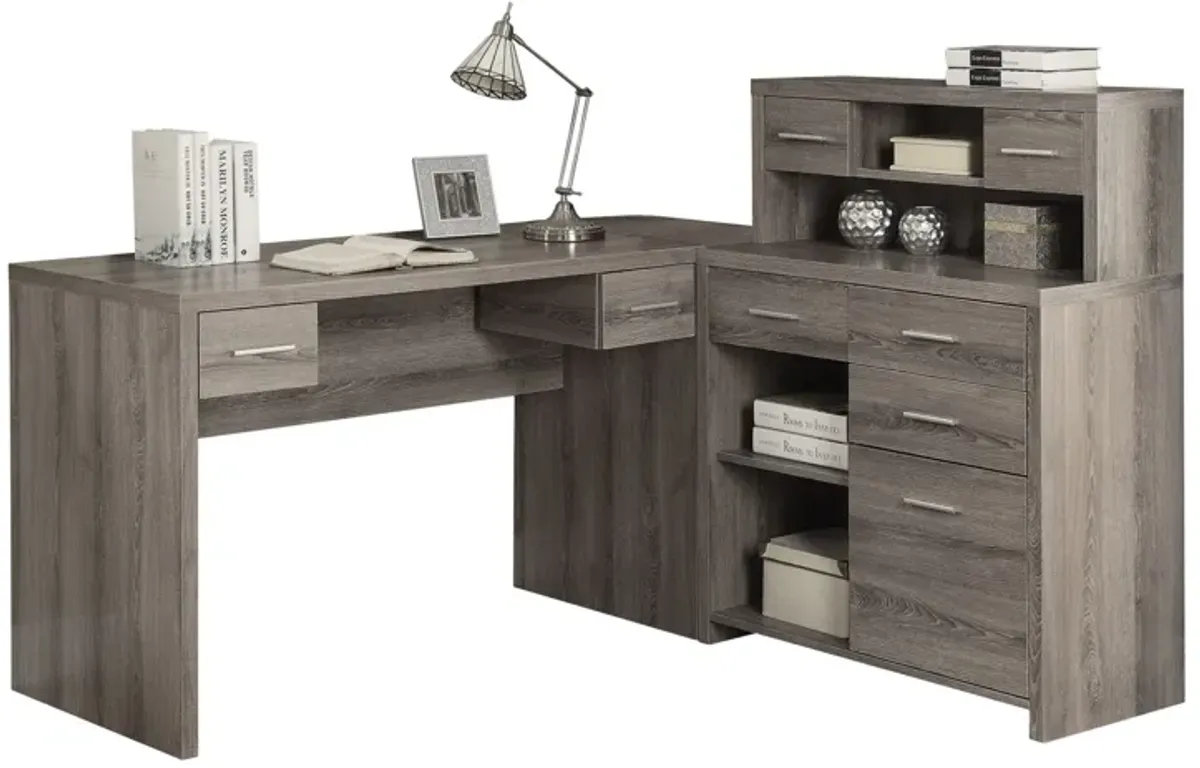 Dark Taupe Corner Computer Desk with Storage