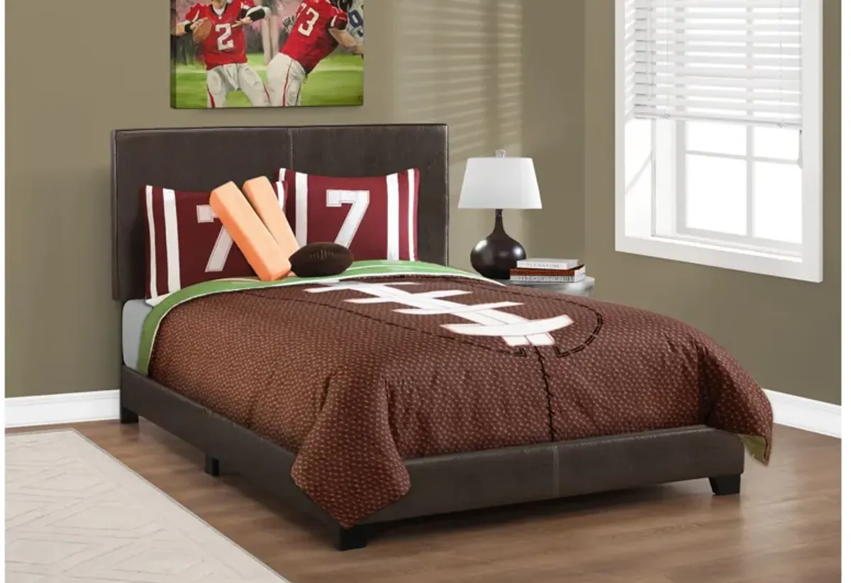 Dark Brown Leather-Look Full Bed