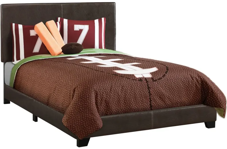 Dark Brown Leather-Look Full Bed