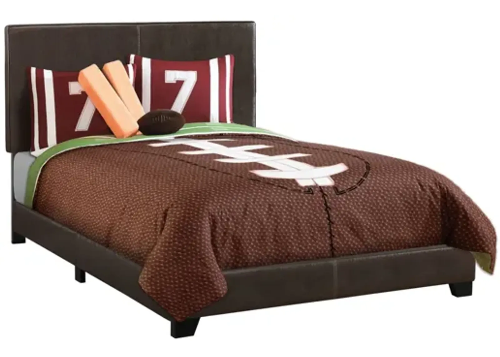 Dark Brown Leather-Look Full Bed