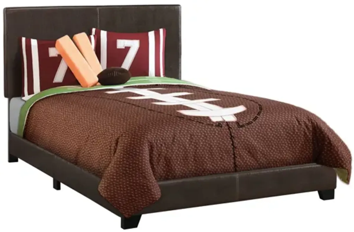 Dark Brown Leather-Look Full Bed