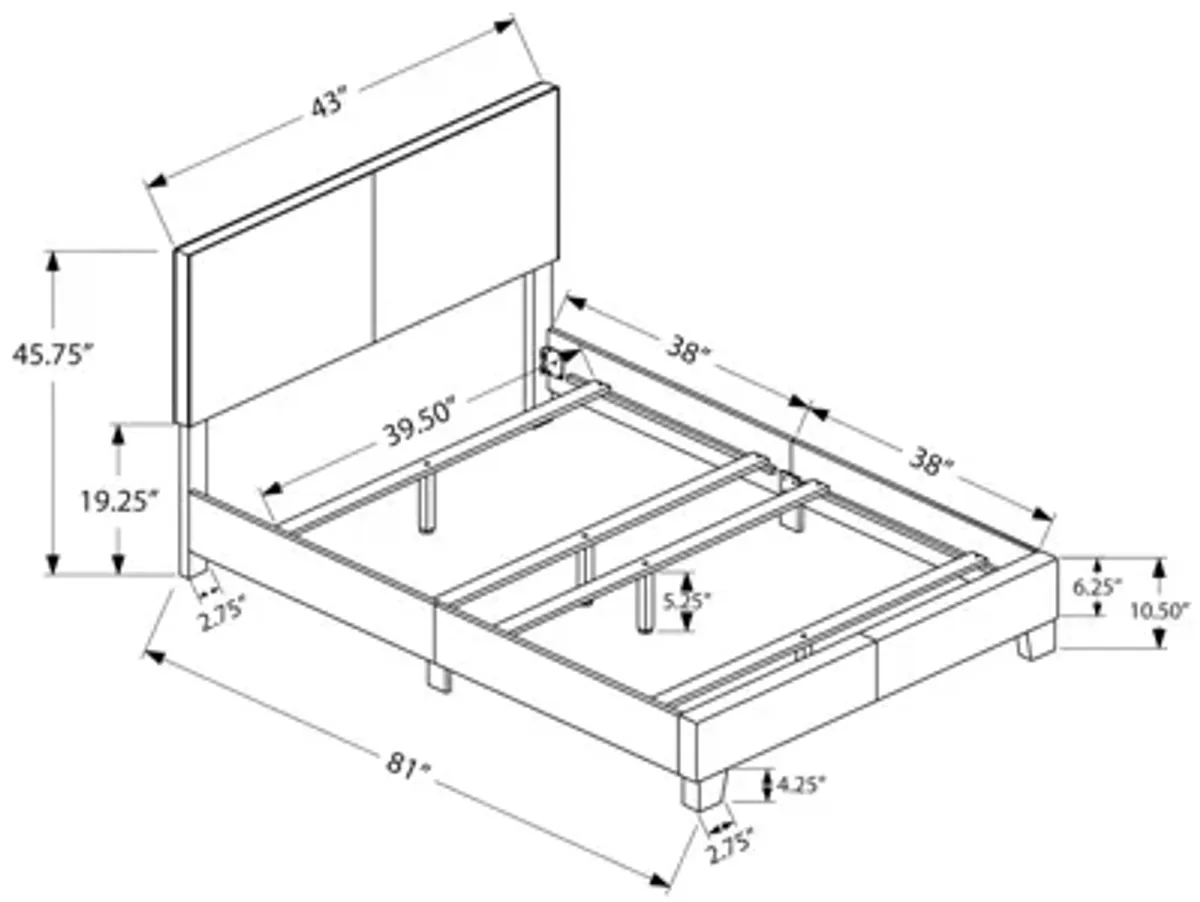 Bed - Twin Size / Grey Leather-Look