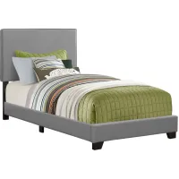 Bed - Twin Size / Grey Leather-Look