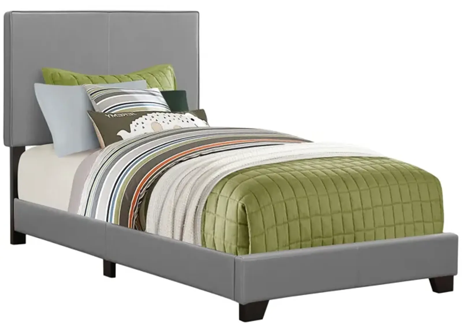 Bed - Twin Size / Grey Leather-Look