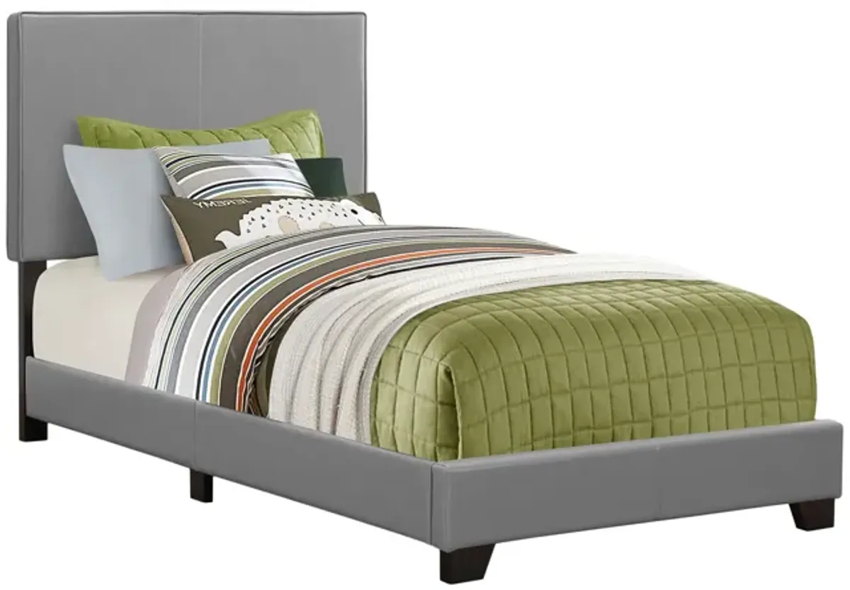 Bed - Twin Size / Grey Leather-Look