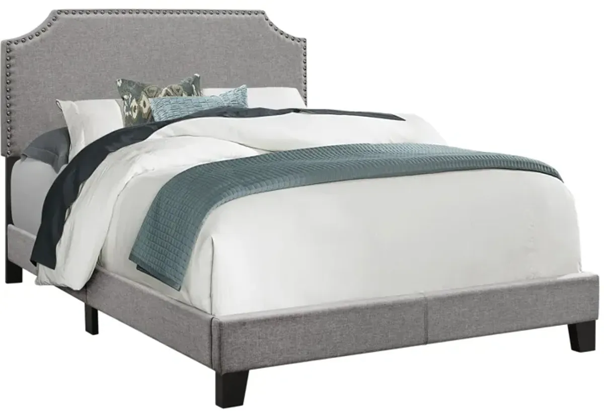 Bed - Full Size / Grey Linen With Chrome Trim