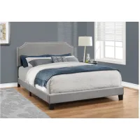 Bed - Queen Size / Grey Linen With Chrome Trim