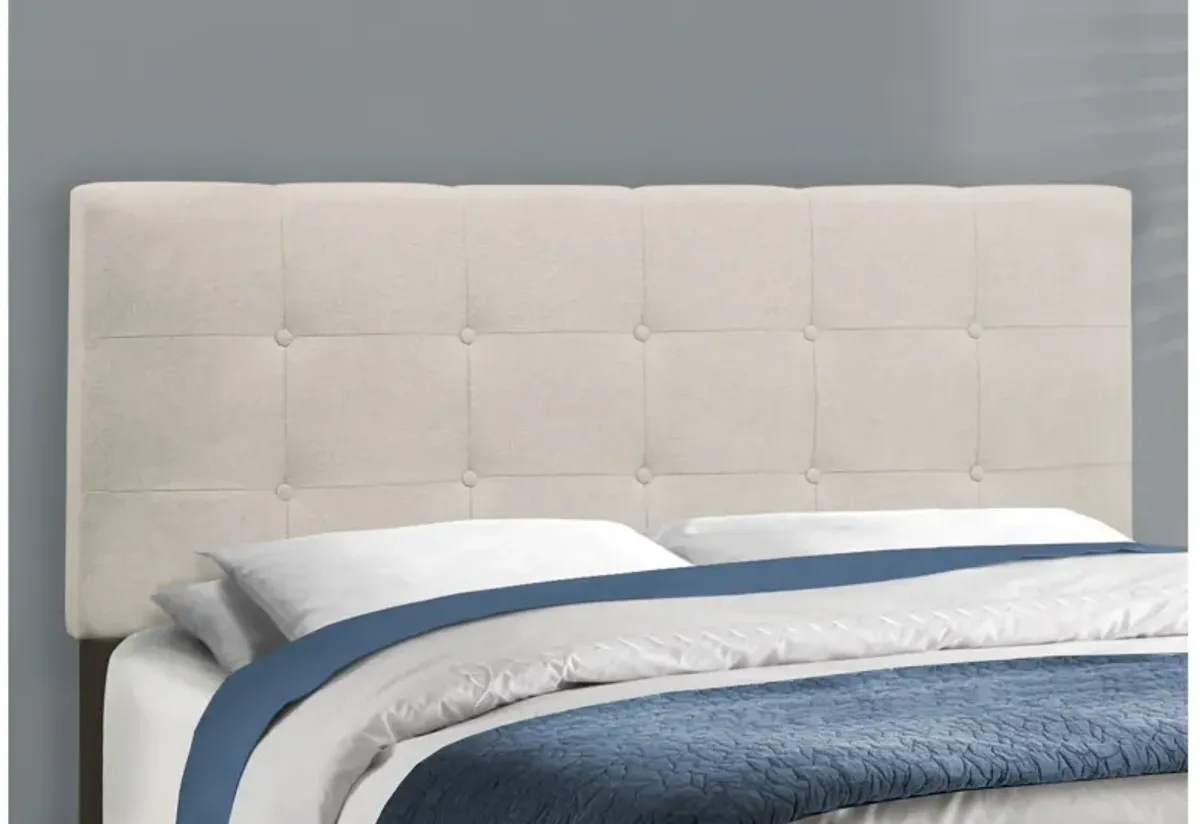 Beige Linen Tufted Queen Bed