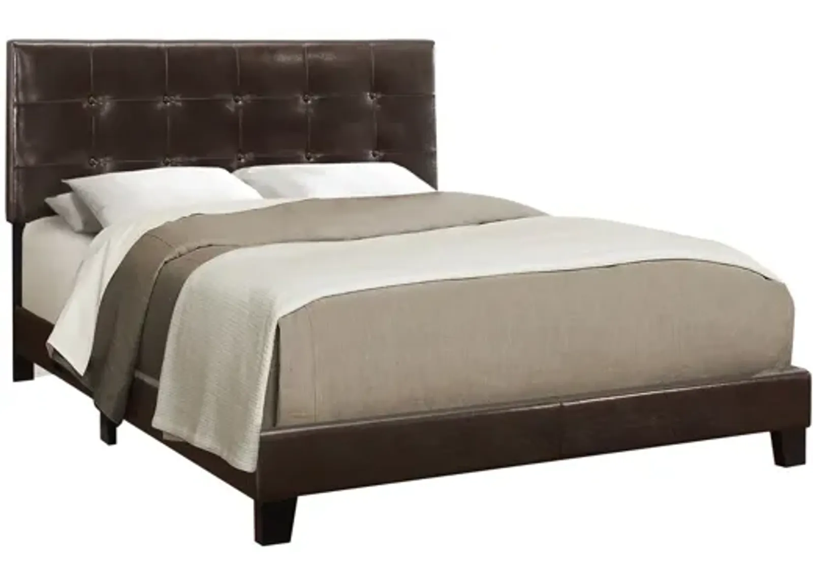 Bed - Queen Size / Dark Brown Leather-Look