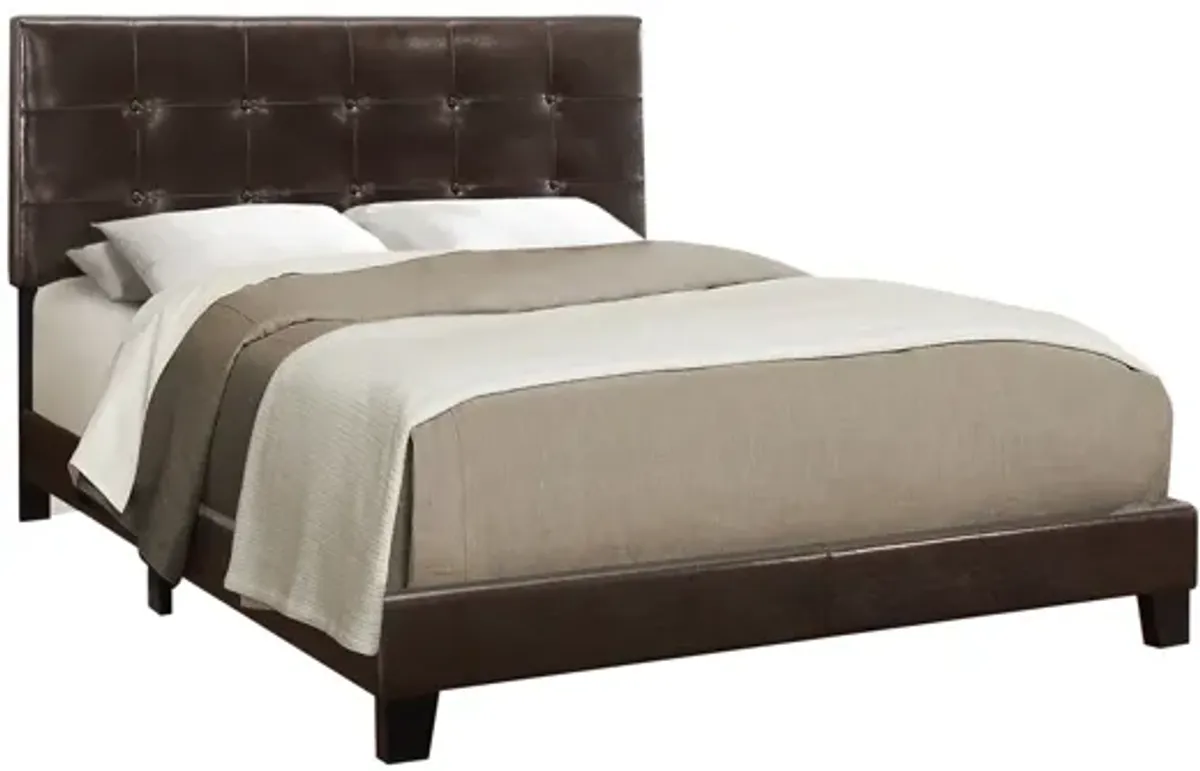 Bed - Queen Size / Dark Brown Leather-Look