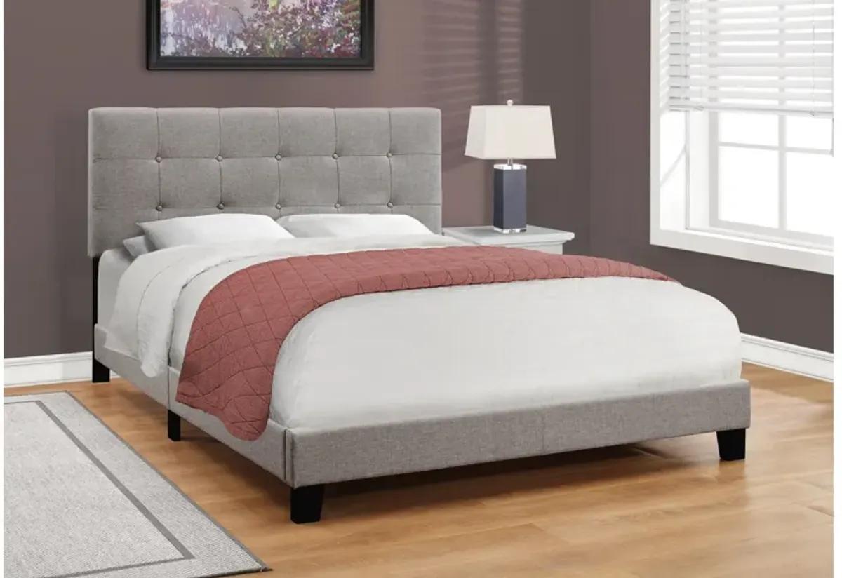 Grey Linen Tufted Queen Bed